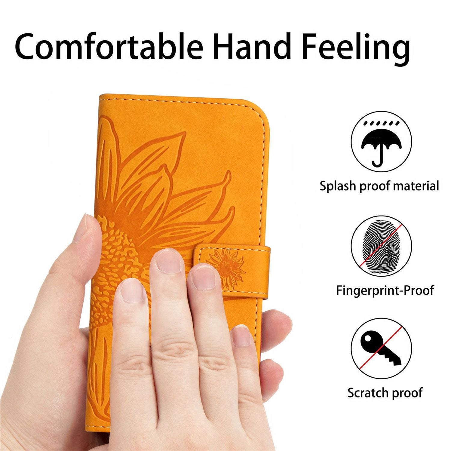 HT04 For Motorola Moto G34 5G Leather Case Sunflower Pattern Phone Cover with Crossbody Strap - Yellow HT04 For Motorola Moto G34 5G Leather Case Sunflower Pattern Phone Cover with Crossbody Strap - Yellow
